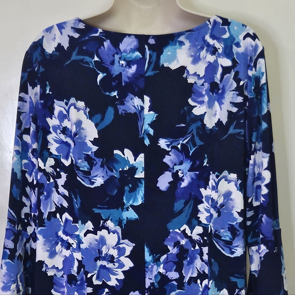 ROZ & Ali Navy Blue Multi-Color Floral Midi Dress, X-Large - Picture 7 of 16